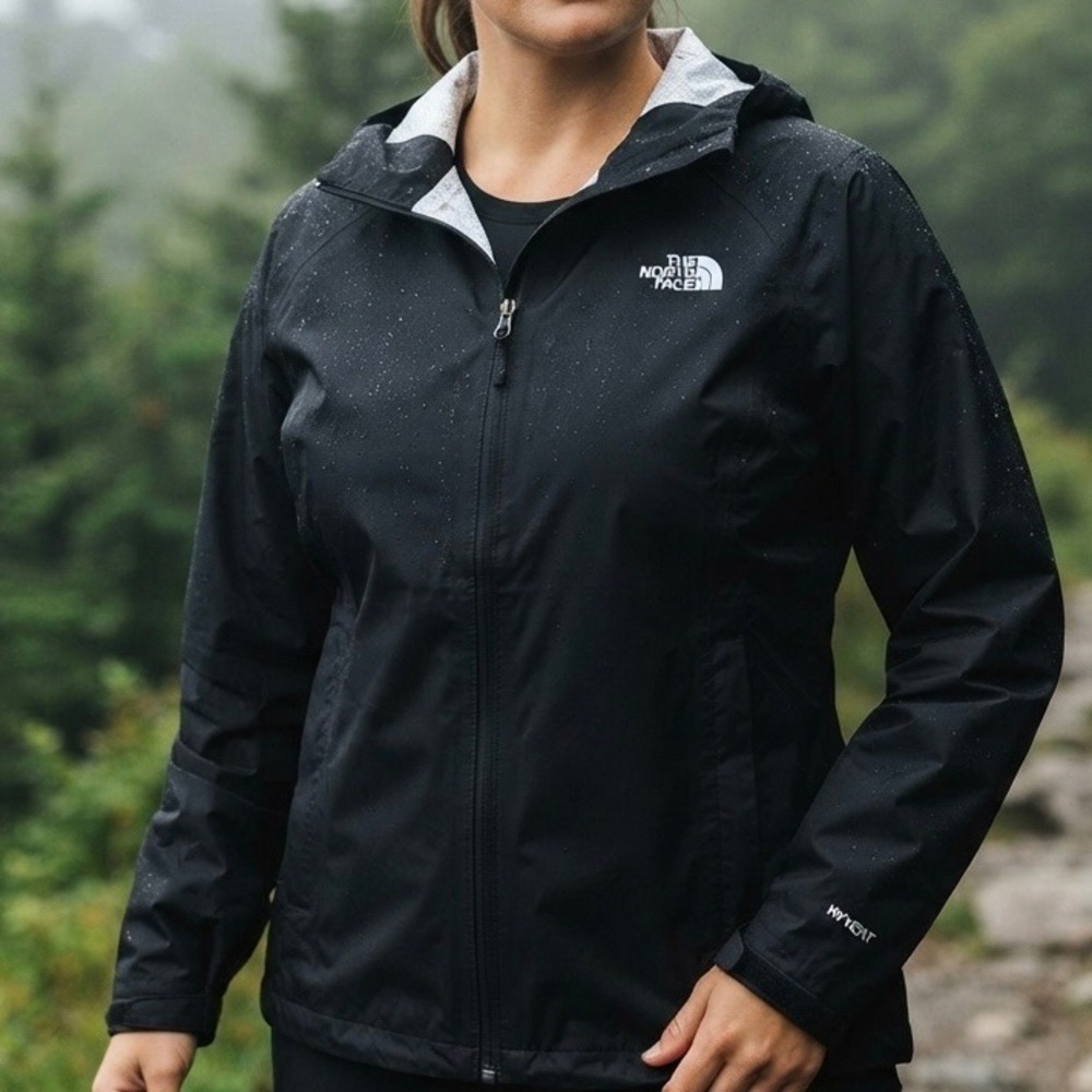 The North Face HyVent Waterproof Hooded Rain Jacket Black Womens Plus Size XXL
